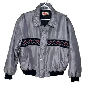 VTG Comfy Casuals Men's XL‎ Jacket Southwestern Silver Gray Zip Up Western Aztec